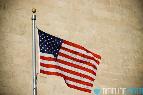 Flag in front of the Washington Monument ©TimeLine Media