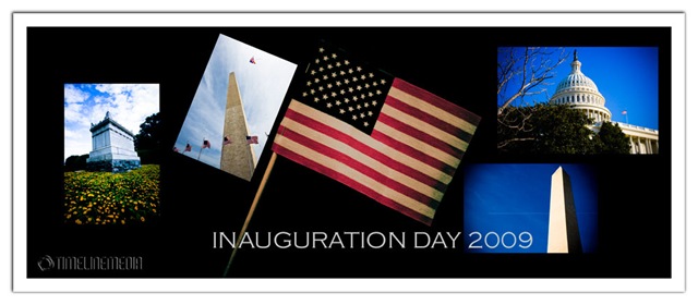 Collage of Washington, DC images on Inauguration Day 2009