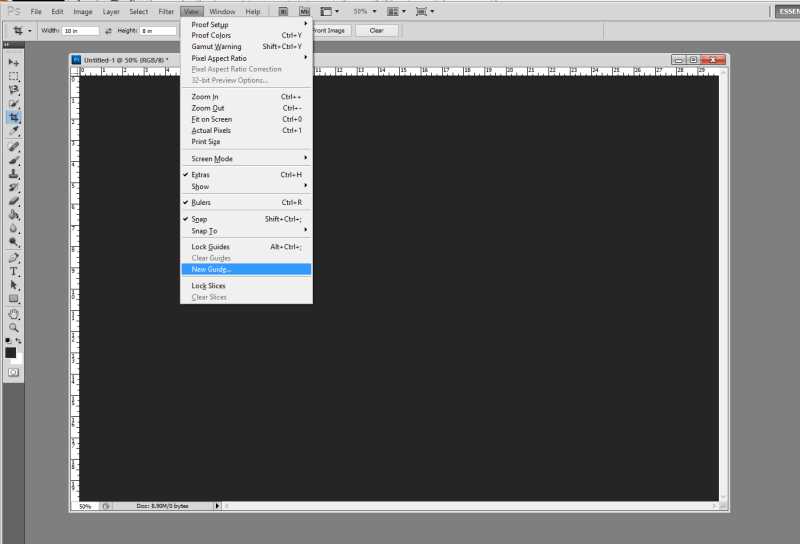 New Guide option from the menu in Photoshop CS5