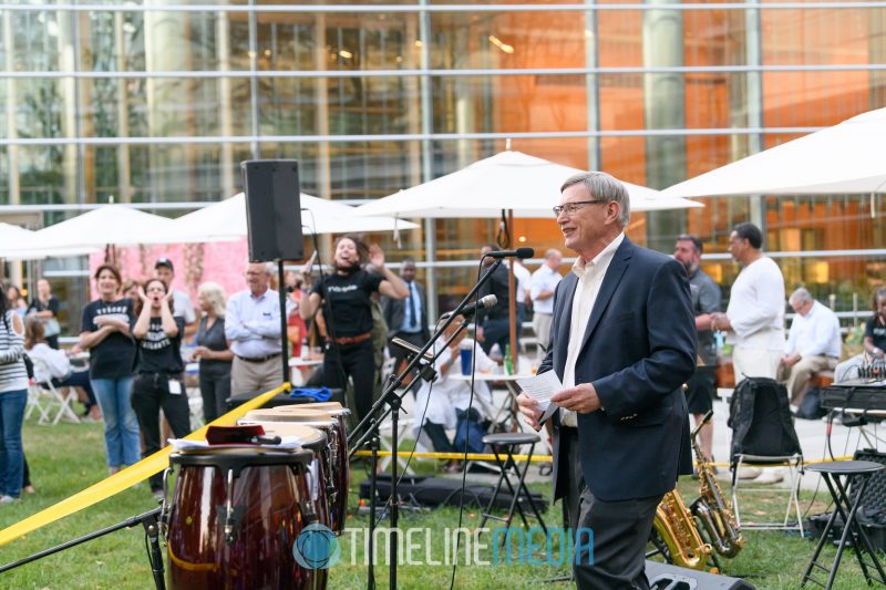 Dranesville Supervisor John Foust speaking at the Tysons Tailgate ©TimeLine Media