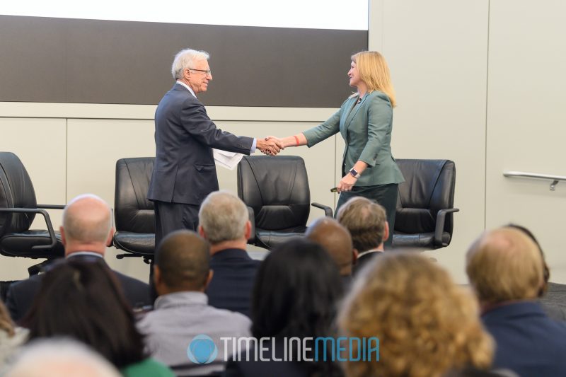 Sol Glasner introducing Debby Jenkins at a Tysons Partnership event ©TimeLine Media
