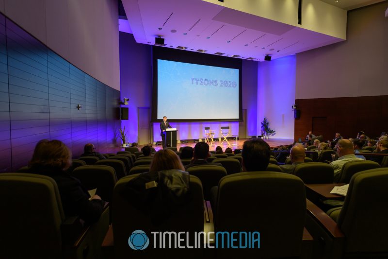 Auditorium at Capital One HQ for a Tysons Partnership event for the release of their 2020 Annual Report ©TimeLine Media