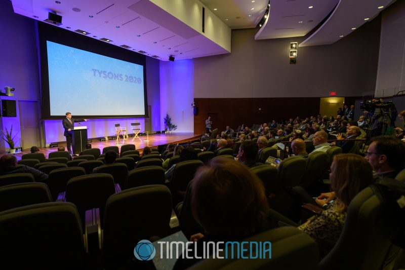Auditorium at Capital One HQ for a Tysons Partnership event for the release of their 2020 Annual Report ©TimeLine Media