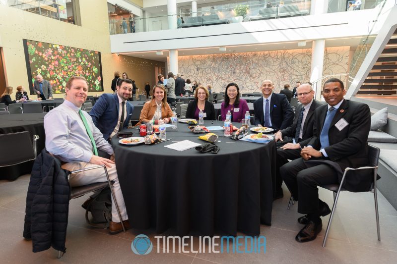 Networking at the atrium in the Capital One HQ for a Tysons Partnership event ©TimeLine Media