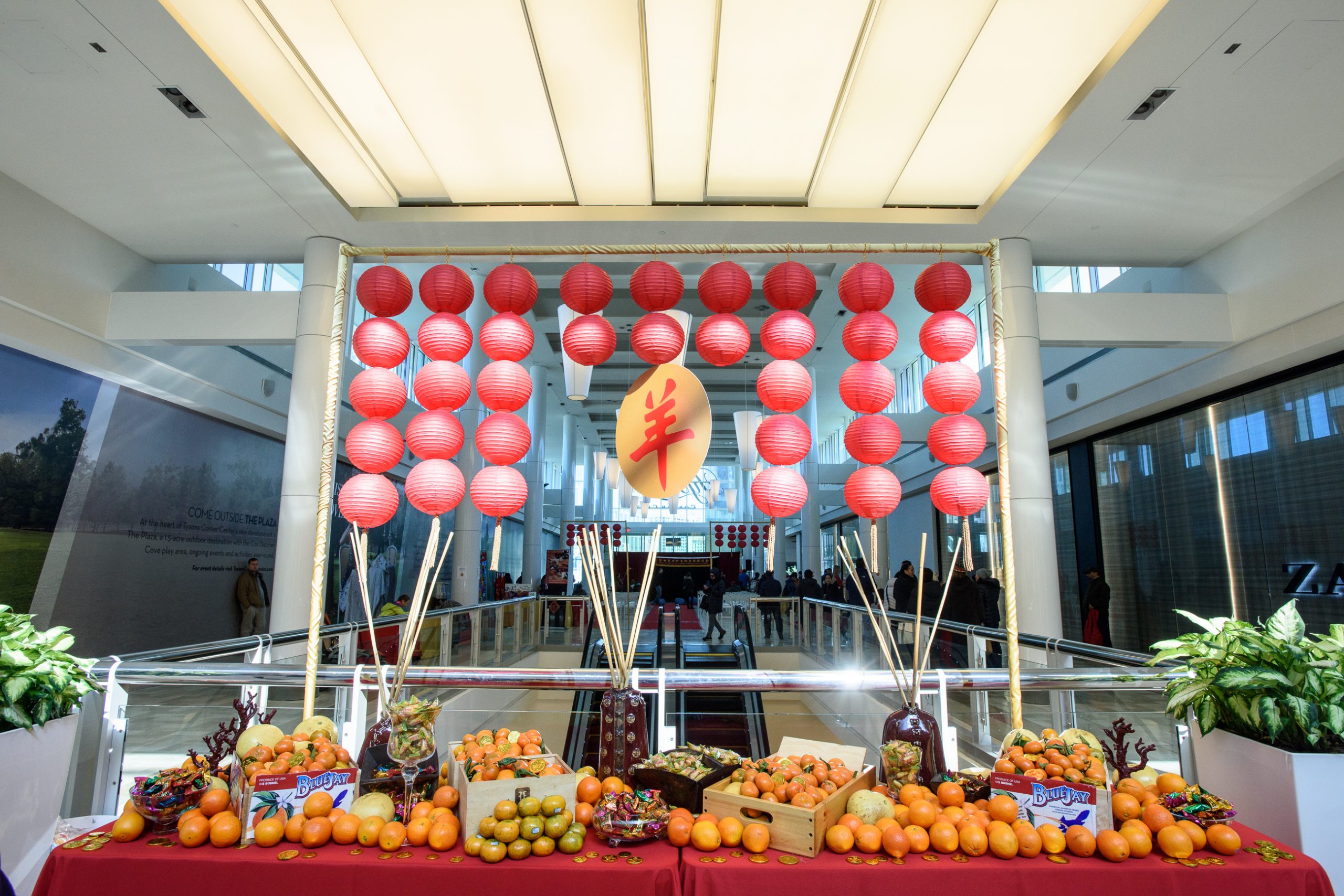 Decorations at Lunar New Year celebration at the Concourse in Tysons Corner Center