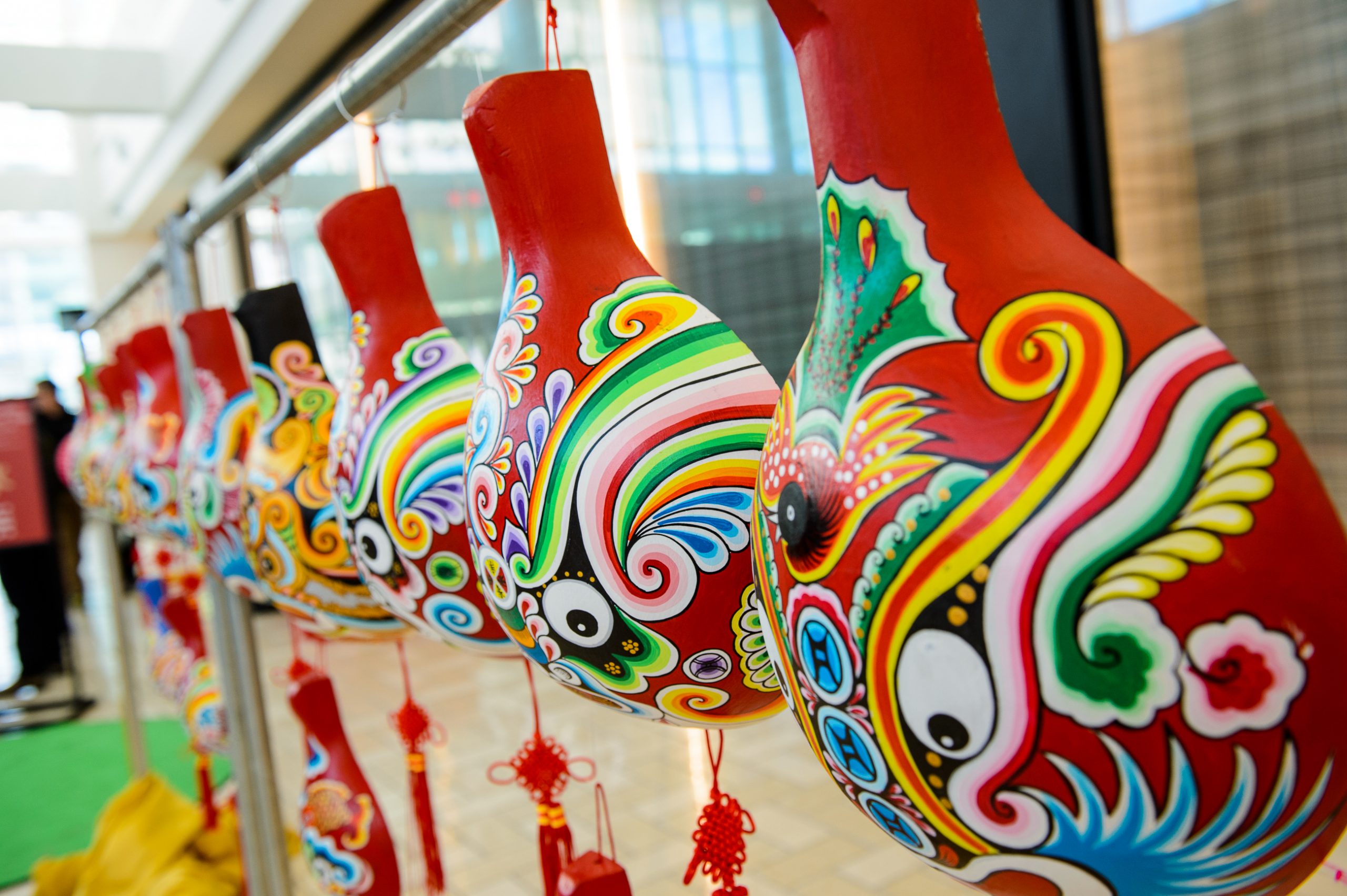 Decorations at Lunar New Year celebration at the Concourse in Tysons Corner Center