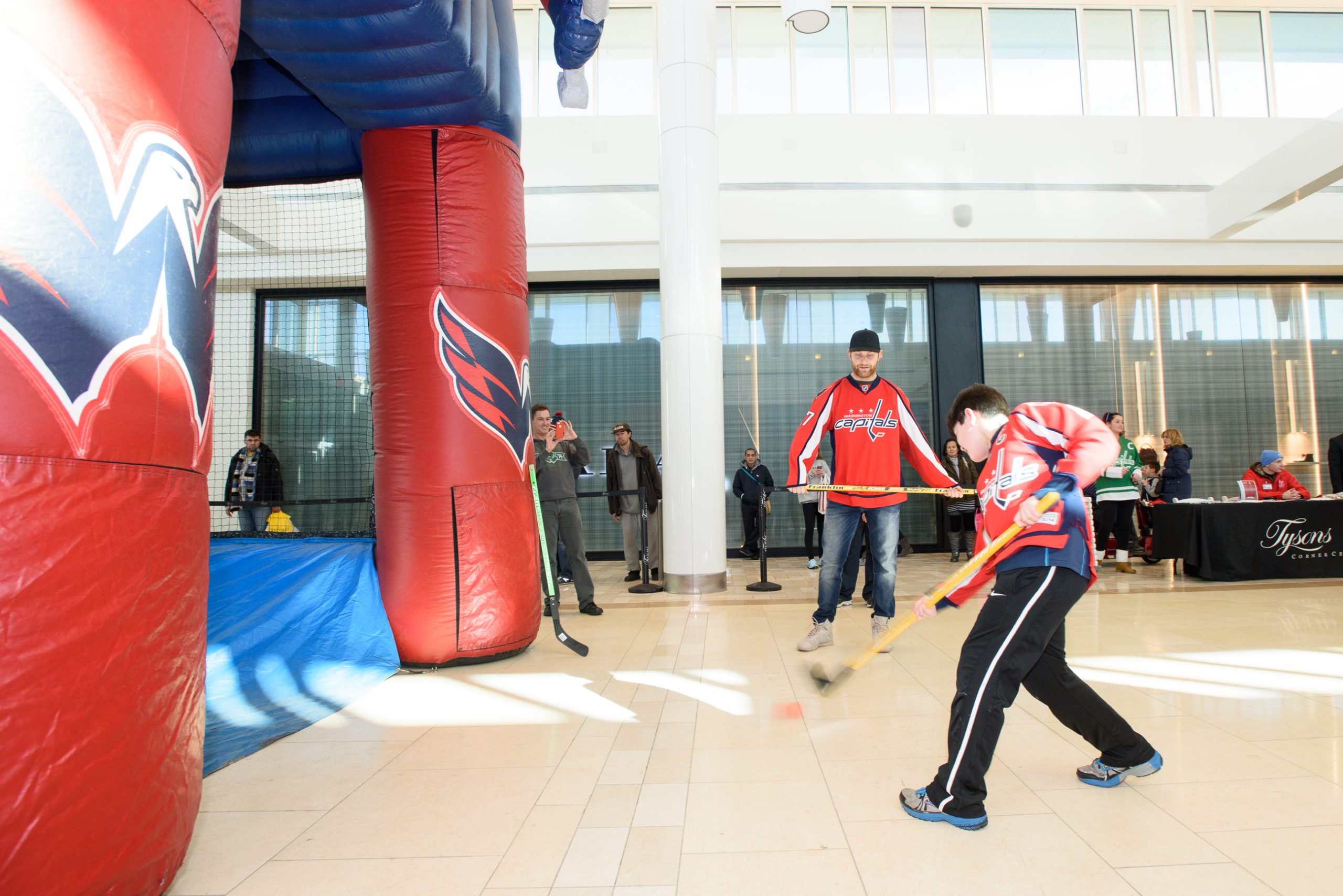 Hockey shooting drill on the Concourse