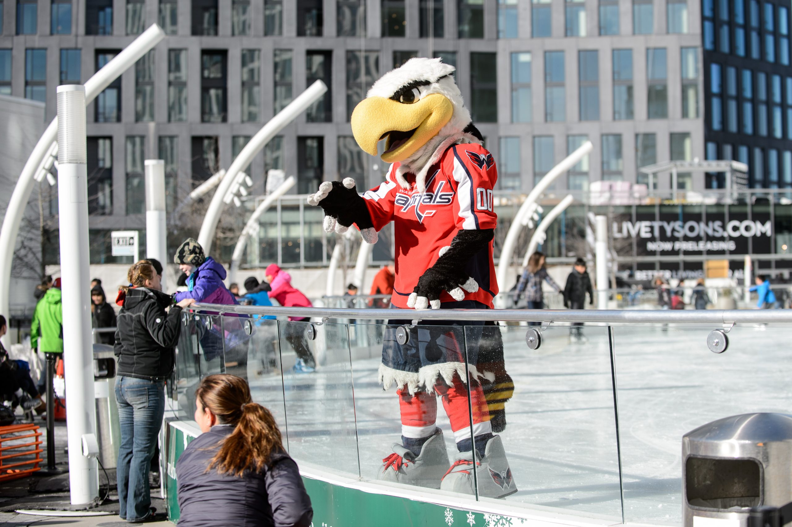 Slapshot on the Plaza ice rink at Tysons Corner Center