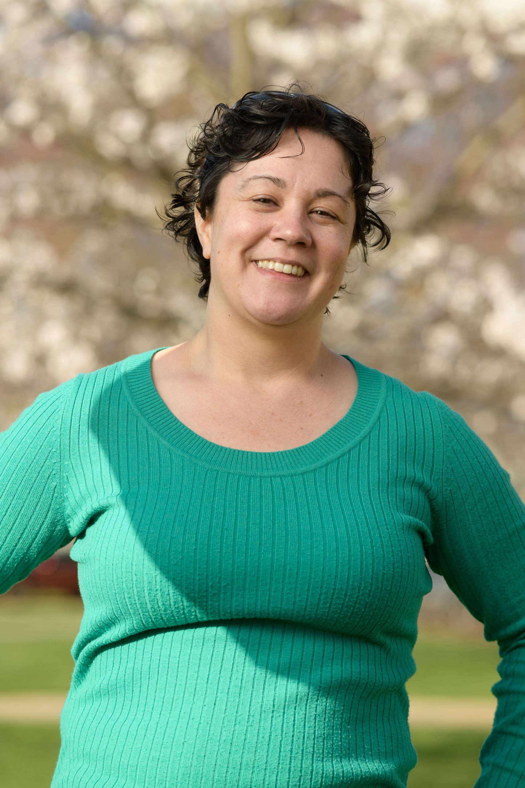 Woman portrait with cherry blossom background