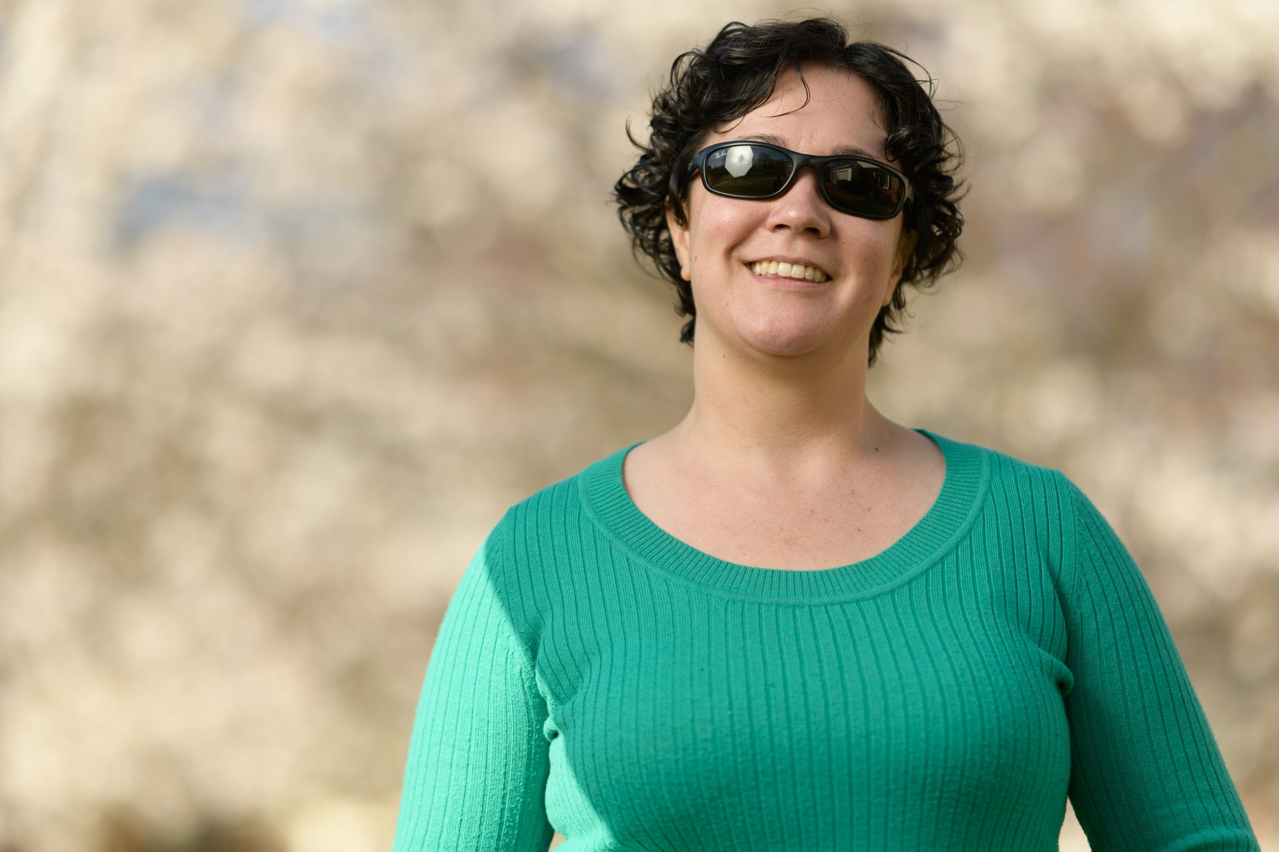 Woman portrait with cherry blossom background