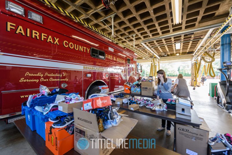 Shoe donations and Fairfax County fire engine in Dunn Loring ©TimeLine Media
