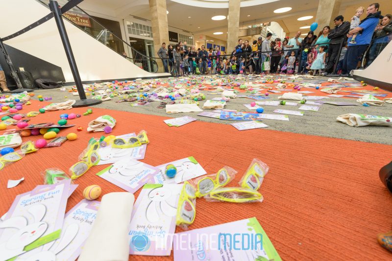 Setup for an Easter Egg Hunt in Fashion Court at Tysons Corner Center