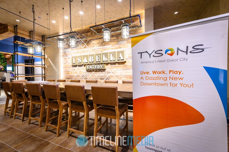 Tysons Partnership poster at the Isabella Eatery - the venue for their end of year party ©TimeLine Media