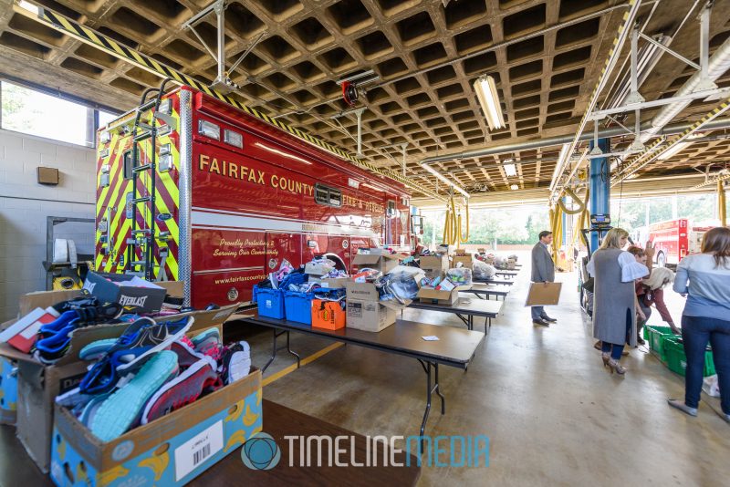 Shoe donations and Fairfax County fire engine in Dunn Loring ©TimeLine Media