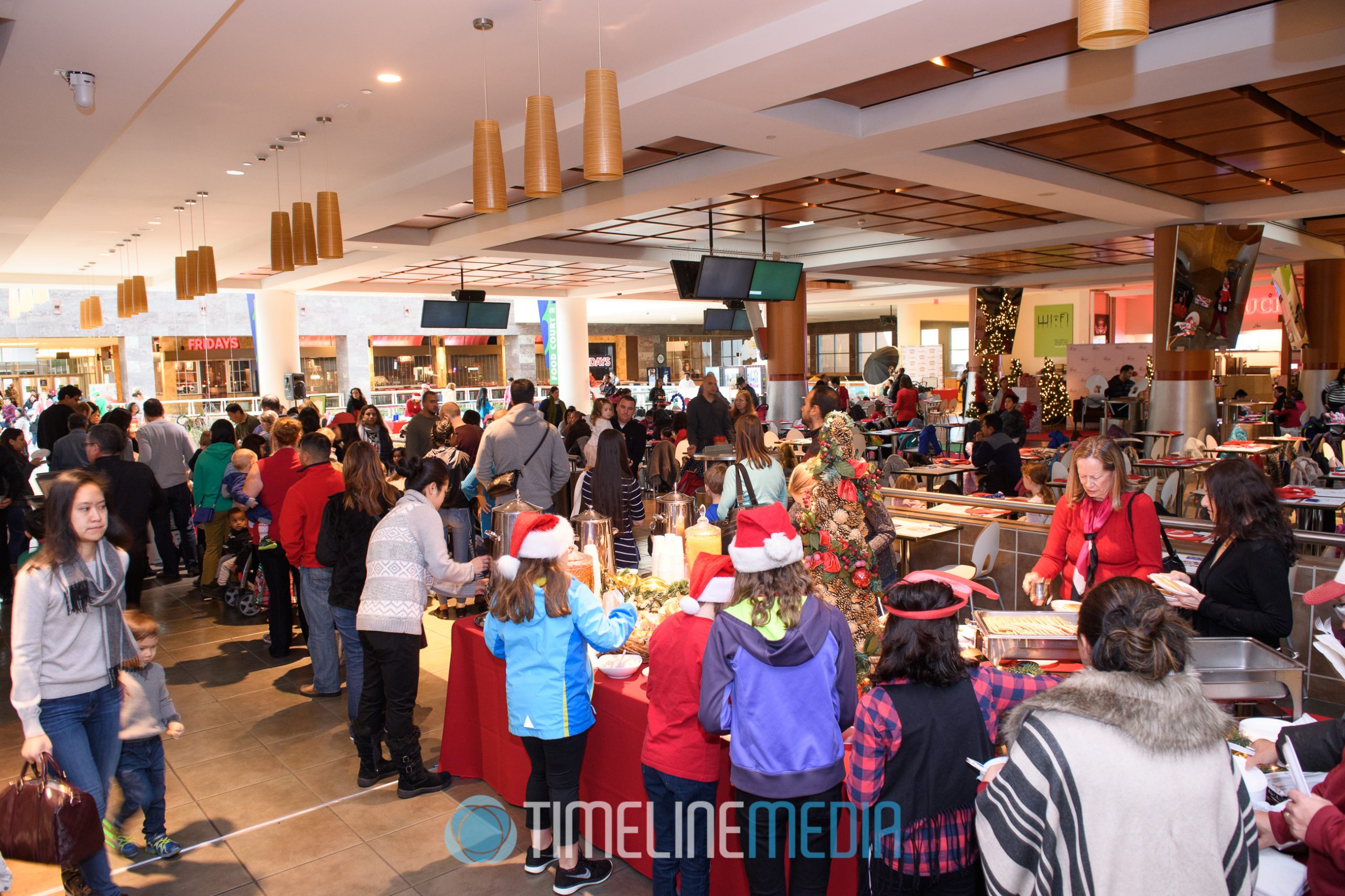 Buffet line at the 2016 Santa Breakfast at Tysons Corner Center