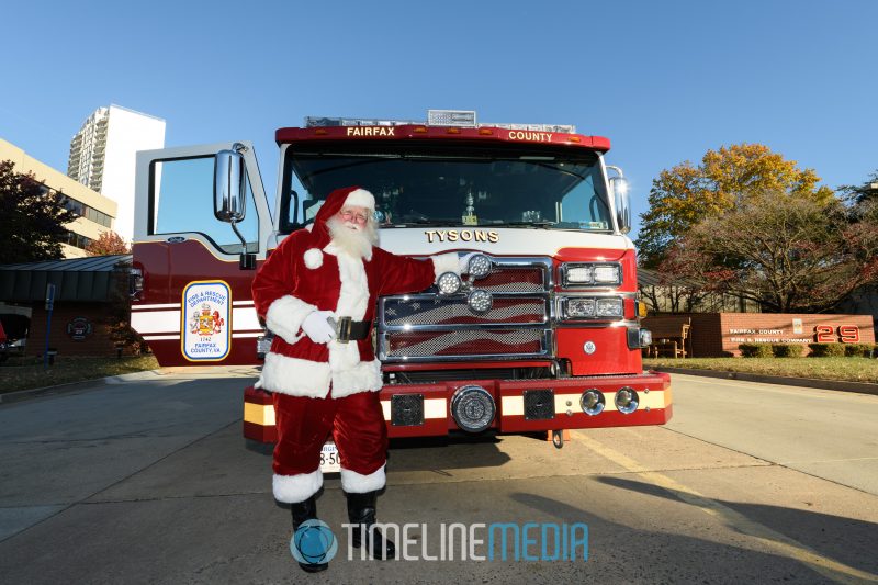 Fire engine and 2017 Santa Visits the Fairfax Fire Station 29 in Tysons, Virginia