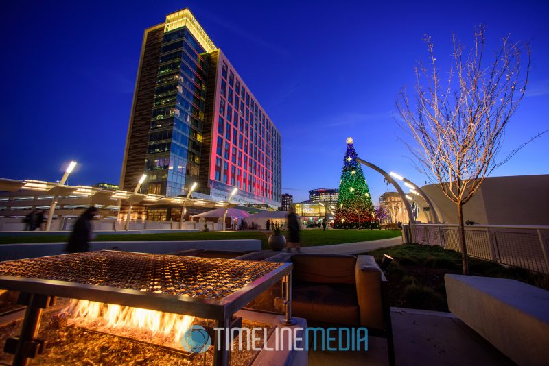 Fire pit on the Plaza at Tysons Corner Center during the holiday season