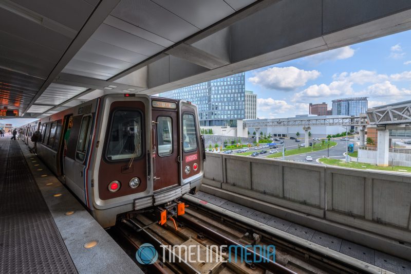 WMATA train arriving at the station adjacent to Tysons Corner Center