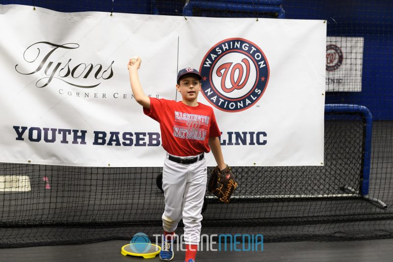 Fielding drills during the Washington Nationals clinic at the Bullpen in Tysons Corner Center