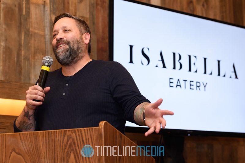 Mike Isabella speaking at his Eatery for the Tysons Partnership 2017 holiday party ©TimeLine Media
