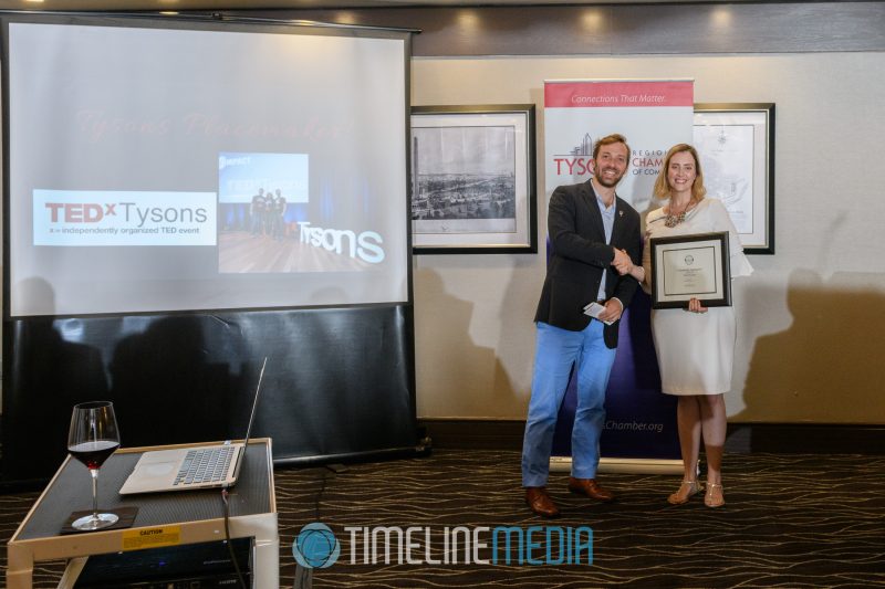 Ashwood Heffern of TEDxTysons receives Community Aggregator Award from the Tysons Chamber ©TimeLine Media