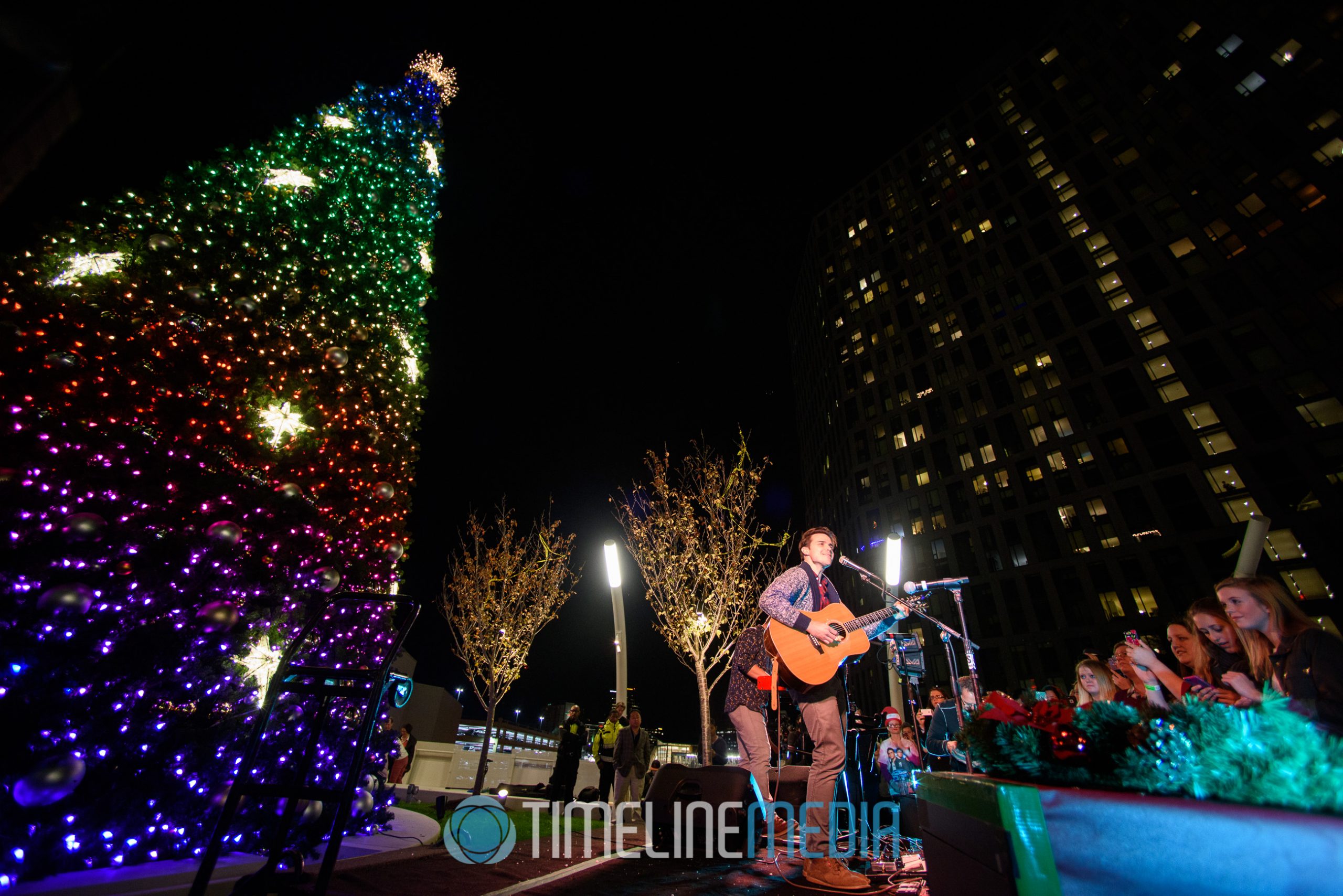 Kris Allen playing at the 2016 Christmas Tree Lighting Ceremony on the Plaza 