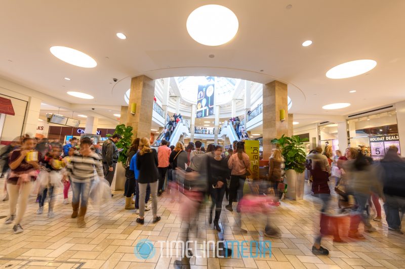 Crowd of shoppers in the hallways of Tysons Corner Center on Black Friday
