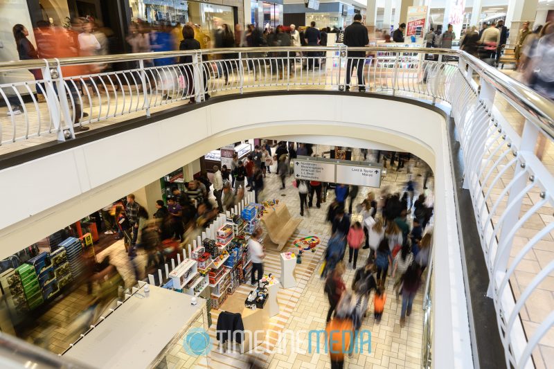 Crowd of shoppers in the hallways of Tysons Corner Center on Black Friday