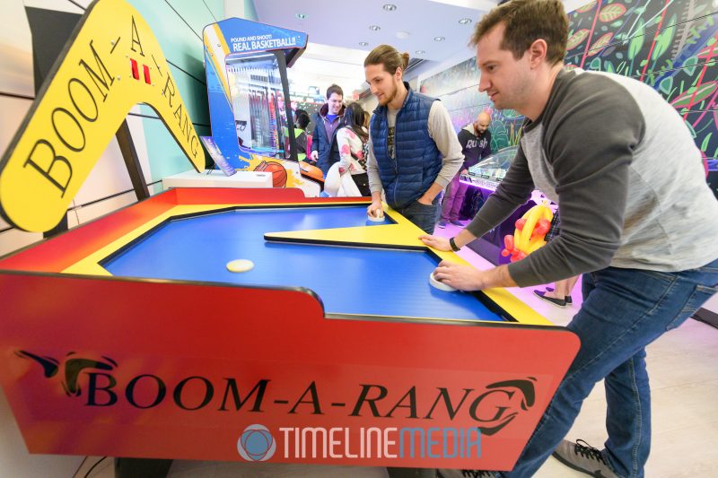 Air hockey game at the SNAP! Entertaiment pop up at BrandBox in Tysons Corner Center