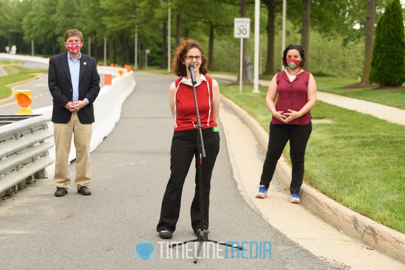 Ronit Dancis speaking at the ribbon cutting for the Tysons Open Streets project 
©TimeLine Media