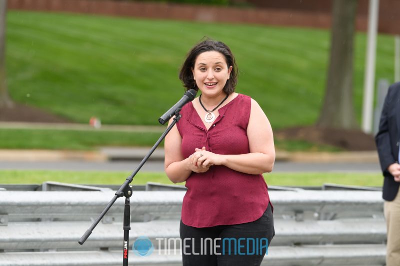 Dalia Palchik speaking at the ribbon cutting of Tysons Open Streets project on Tysons Blvd. ©TimeLine Media