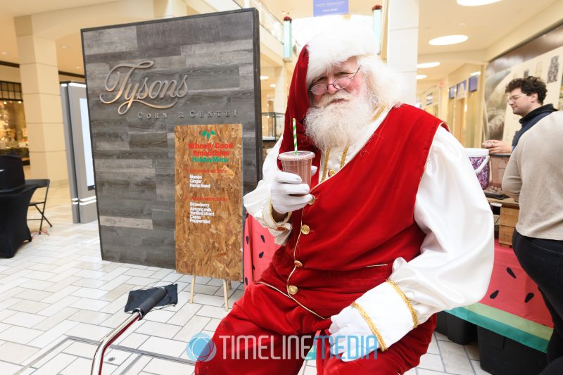 Santa enjoying a smoothie at Tysons Corner Center