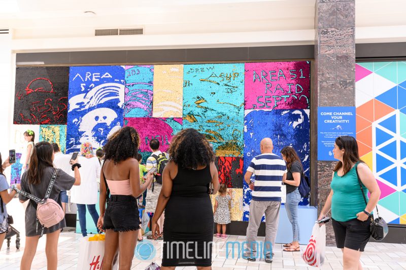 Sequins wall installed in the BrandBox area at Tysons Corner Center