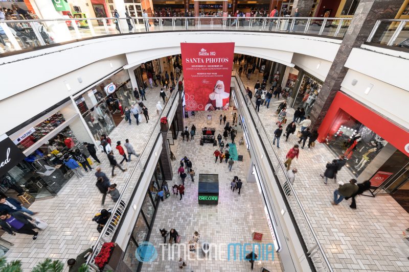 Upper level looking down 3 levels at Tysons Corner Center during Black Friday