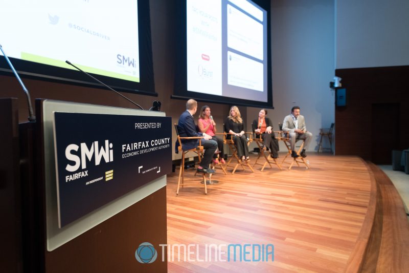 2017 Social Media Week Fairfax podium during a panel discussion for the FCEDA ©TimeLine Media