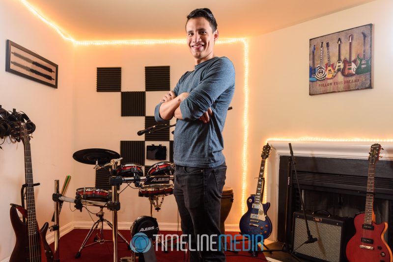 Portrait of Mix It Studios owner Josh in the music recording area ©TimeLine Media Fairfax Location Headshots