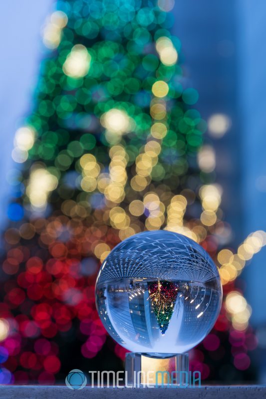 Decorated Christmas tree through a Lensball in Tysons ©TimeLine Media 2018 Holiday