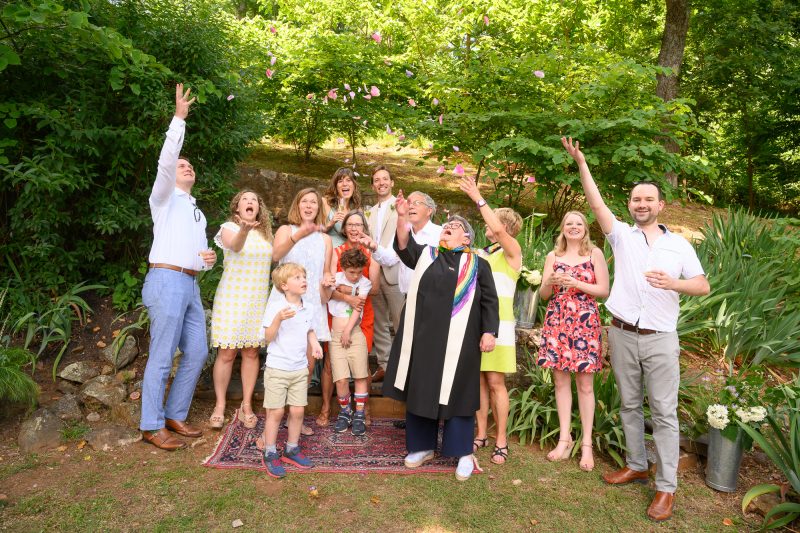 The family celebrates the summer wedding of Julie and Ashwood in Paris, Virginia ©TimeLine Media